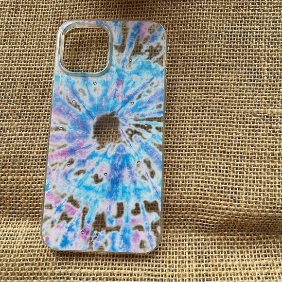 Clear Tie Dye Pink Blue White Rhinestone Phone Case for IPhone 12 Pro Max - Picture 1 of 2